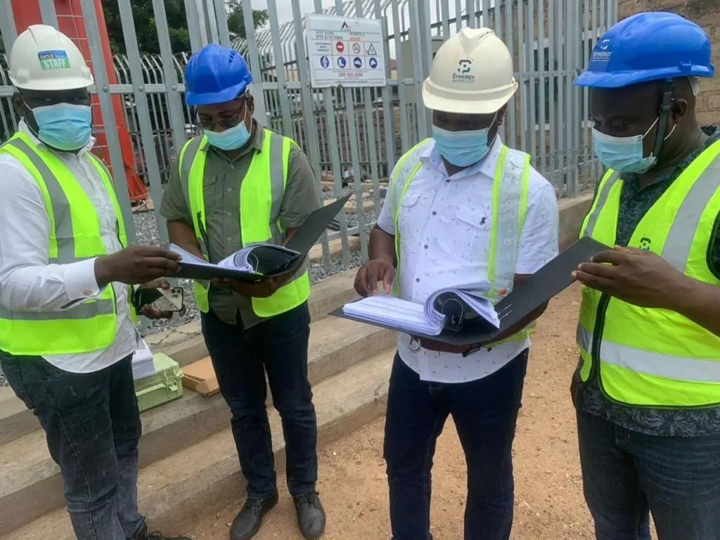 SPA engineers reviewing project documentation on site