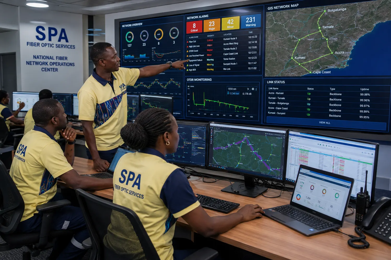 Operators monitoring the national network operations centre