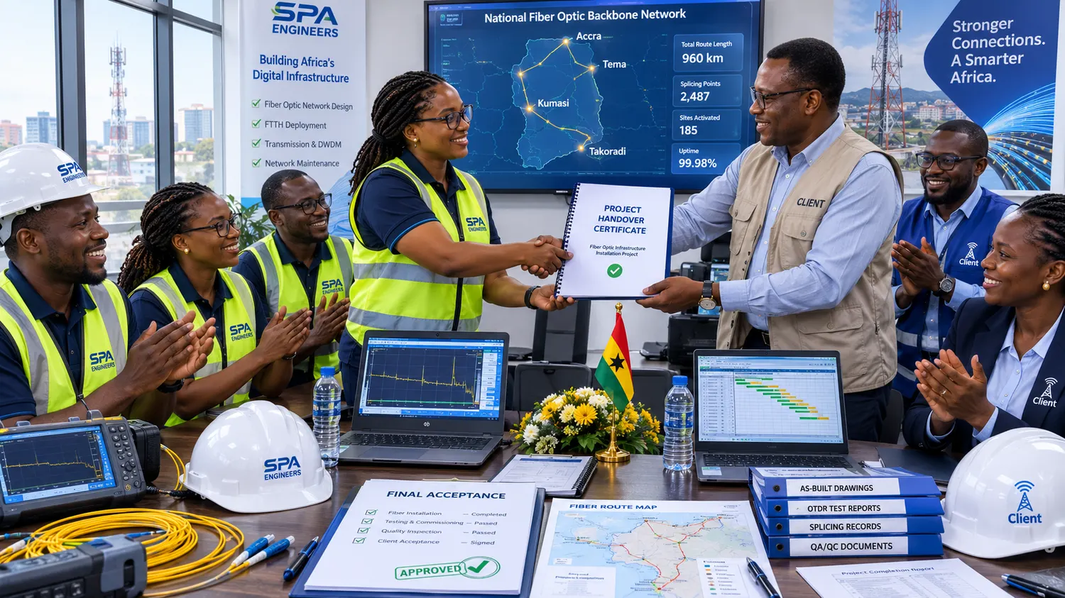 Project handover and final acceptance signing with the client team