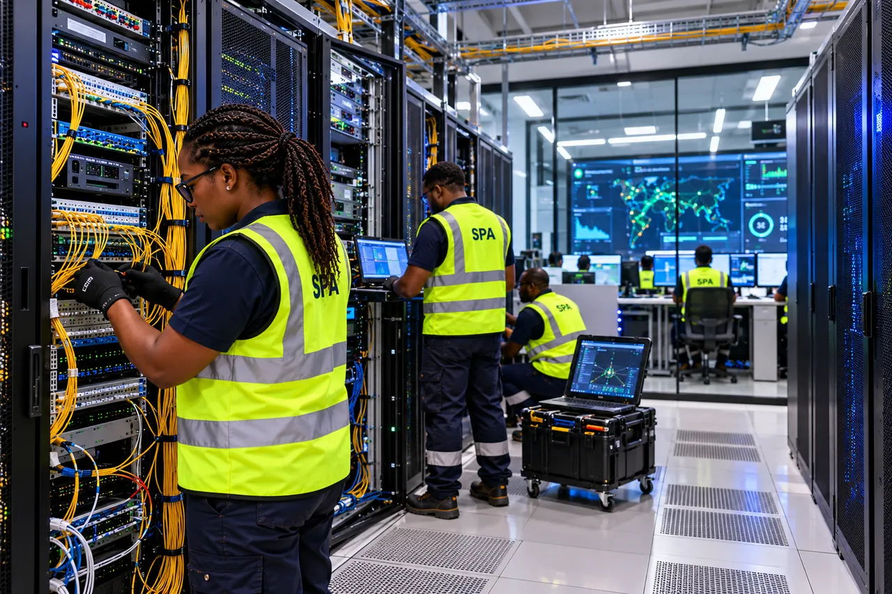 Spine switch and structured cabling in a data centre aisle